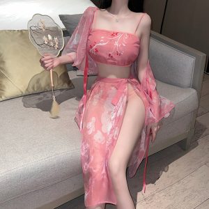 诱惑古风情趣汉服樱花睡衣制服套装 - 图片 4