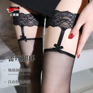 性感蕾丝吊带丝袜女过膝大腿袜硅胶防下滑超薄长筒袜 - 图片 3