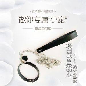 性感皮质小仙女爱心颈环桃心项圈调教女佣牵引绳链子