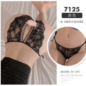 透视绑带开裆蕾丝丁字裤